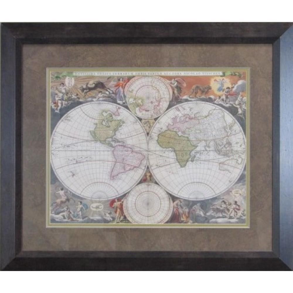 Old World Map Framed Art