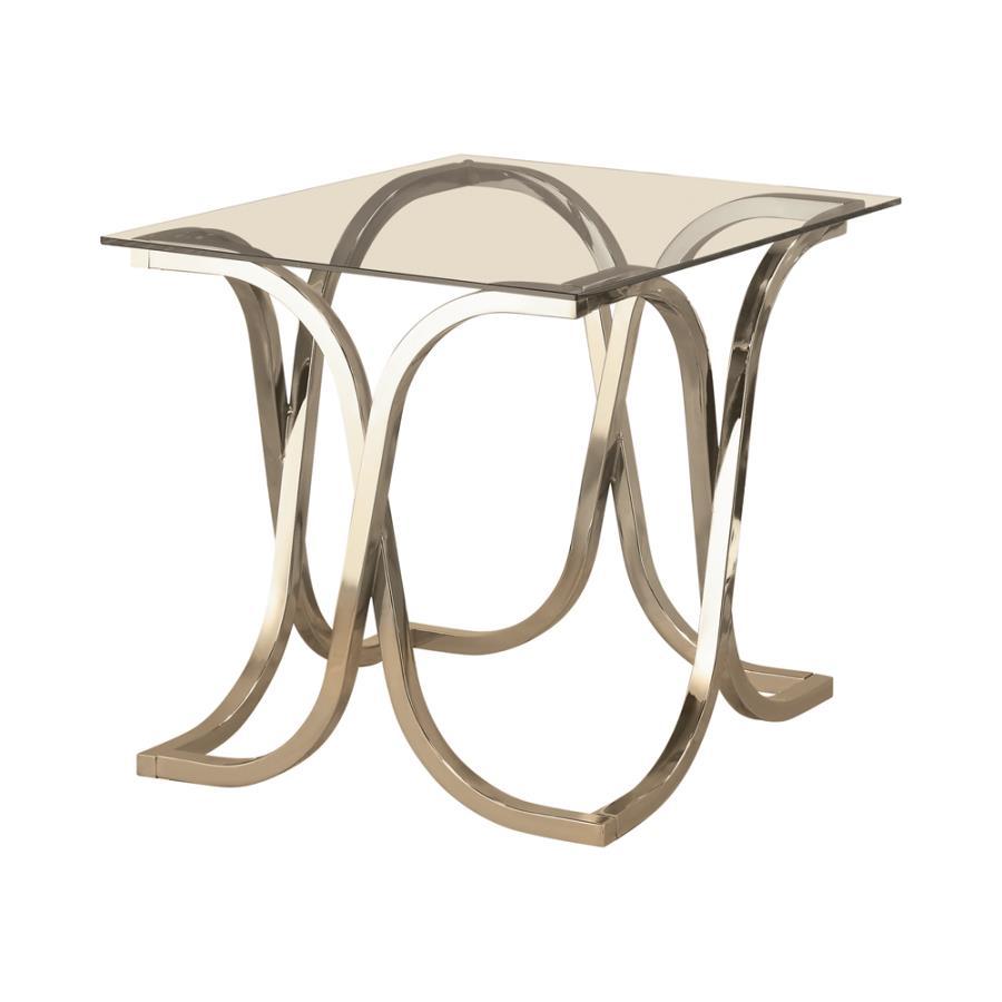 Square Wavy End Table Glass Top