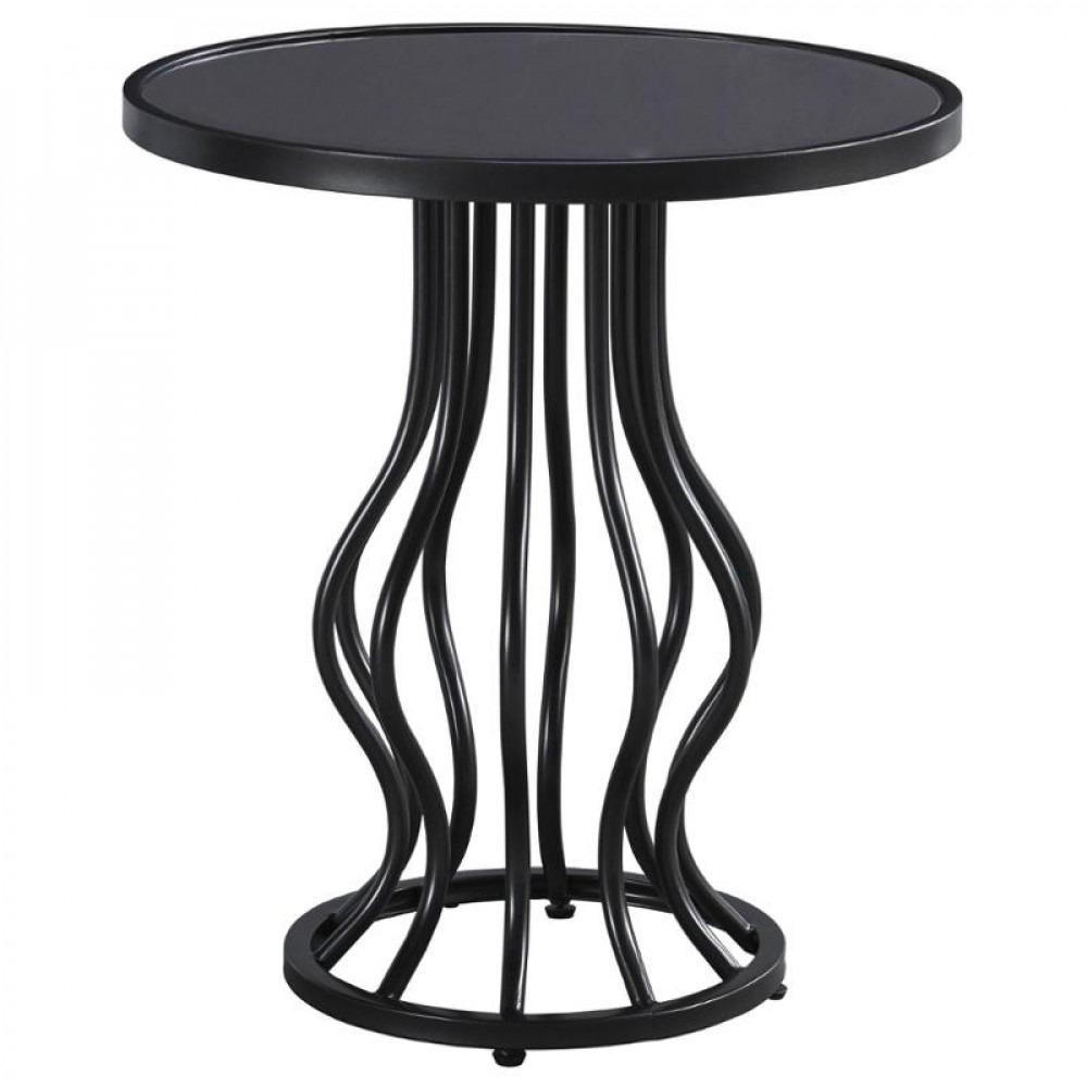 Glass Top Black Round