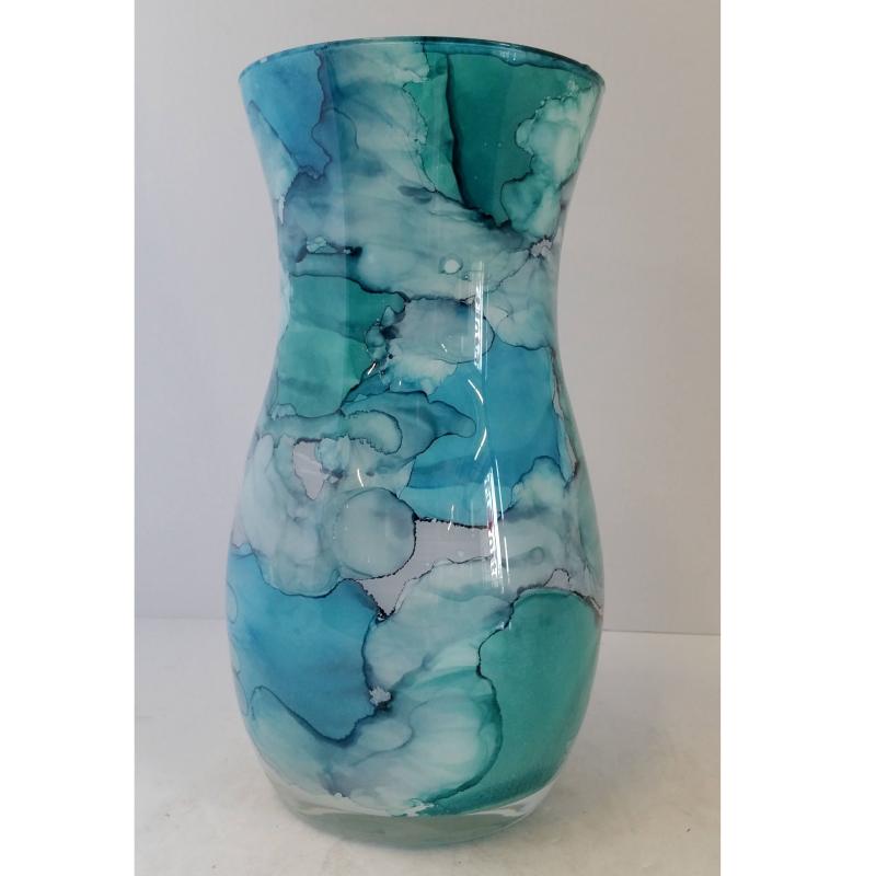 Glass Vase Blue Green White