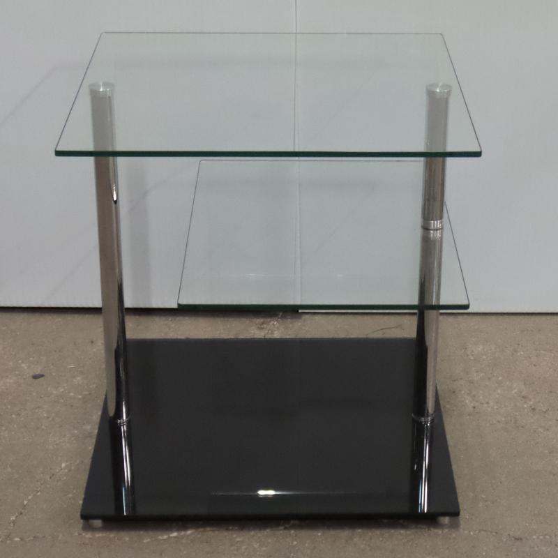 Square Double Shelf Glass End Table