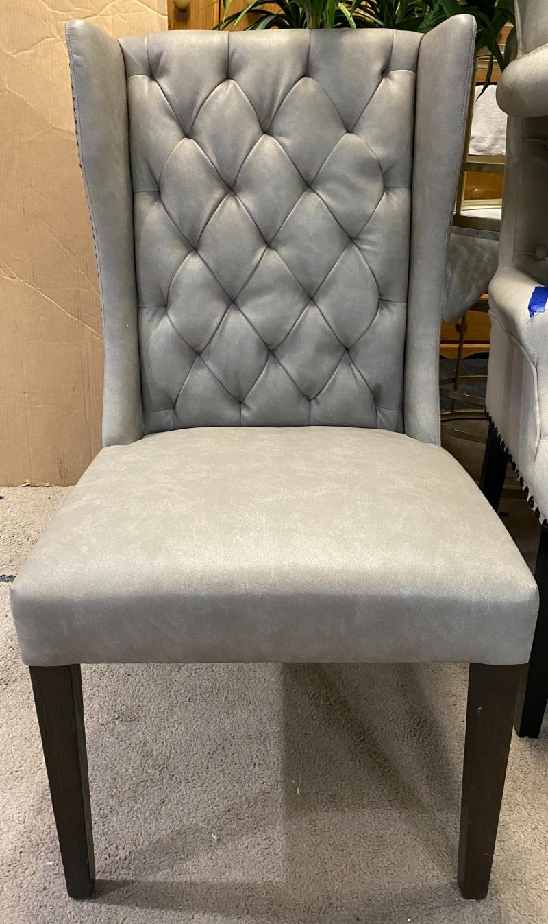 Taupe Leather Tufted Chair