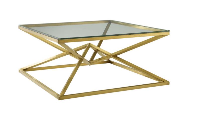 Gold Glass Top Square Coffee Table