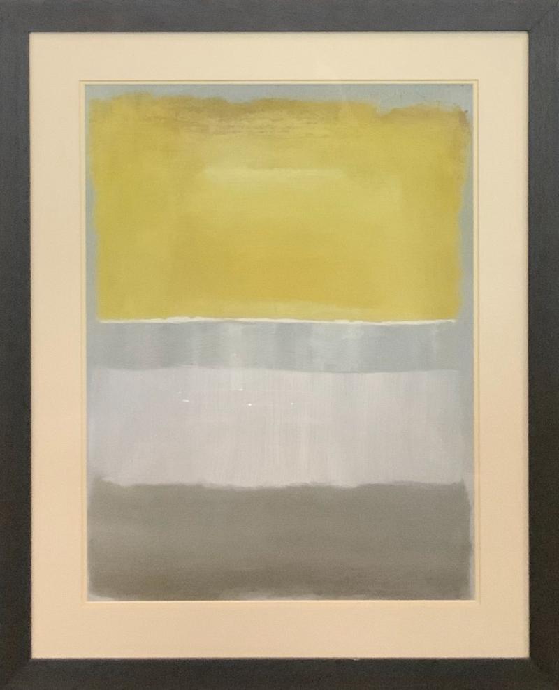 Framed Abstract Yellow/ Green Grey