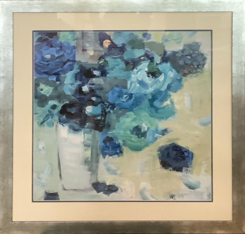 Framed Blue Abstract Flower