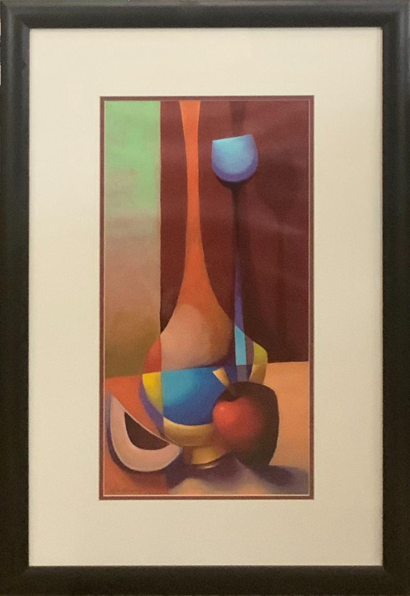 Framed Geometric Vase Abstraction