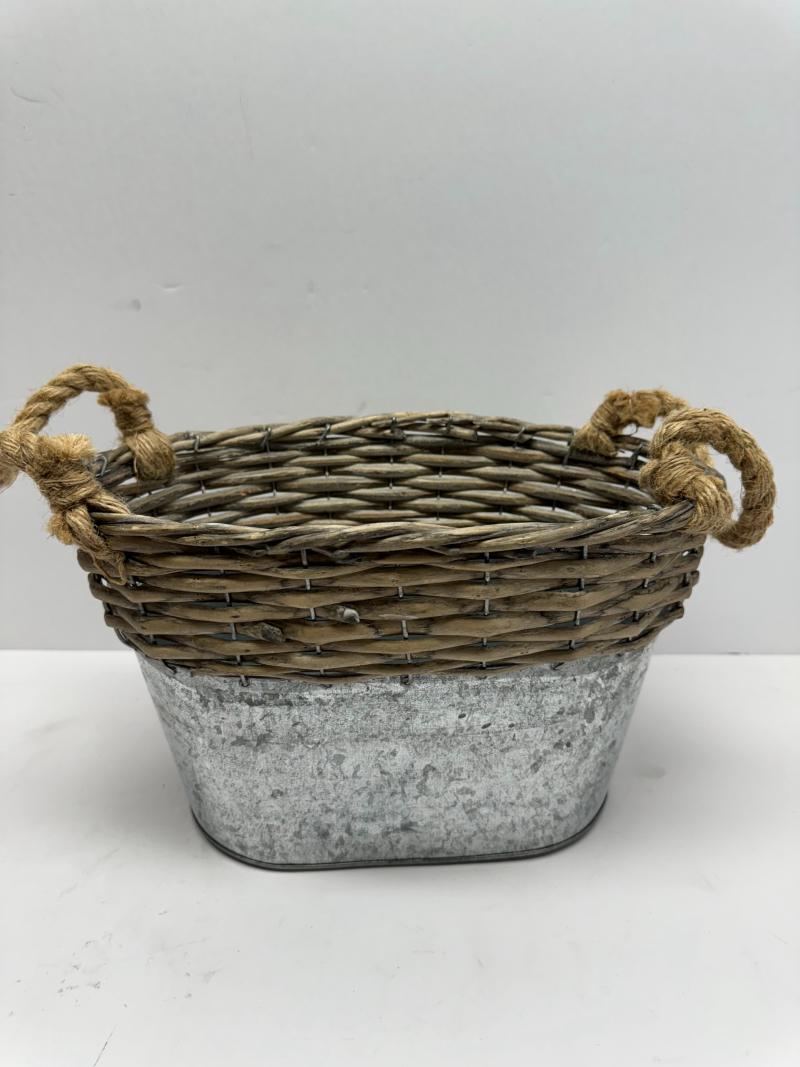 Wicker And Metal Basket