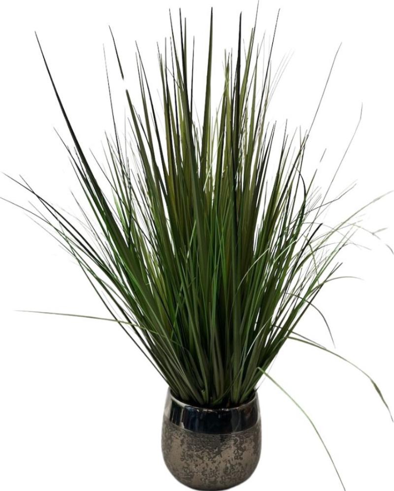 Grass In Silver Vase