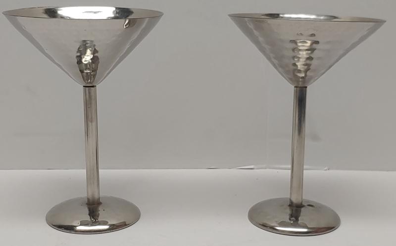 Pair Of Metal Martini Glasses