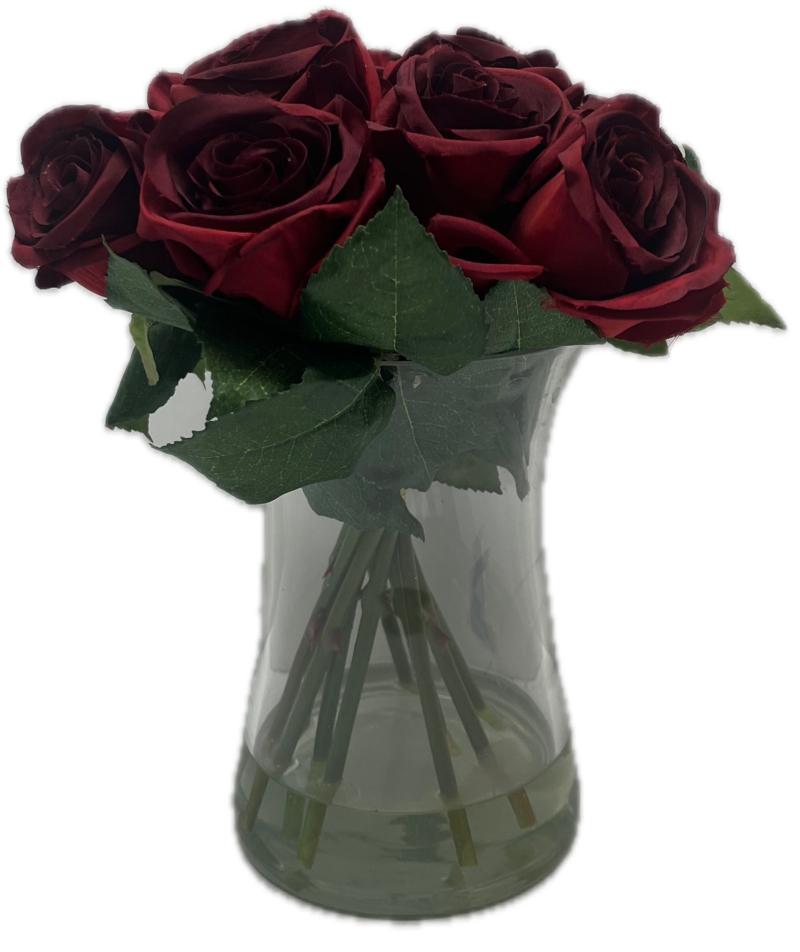 Red Roses In Glass Vase