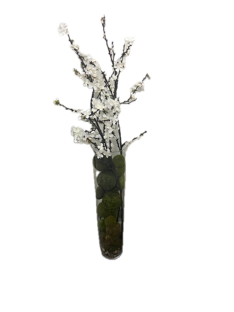 Floral W/moss Balls In Vase