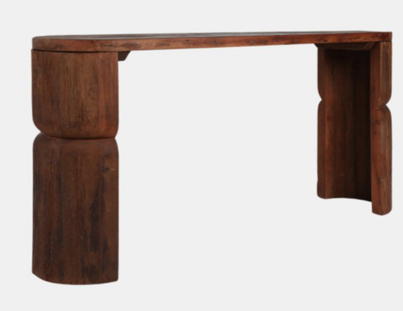 Wood Curved Sofa Table