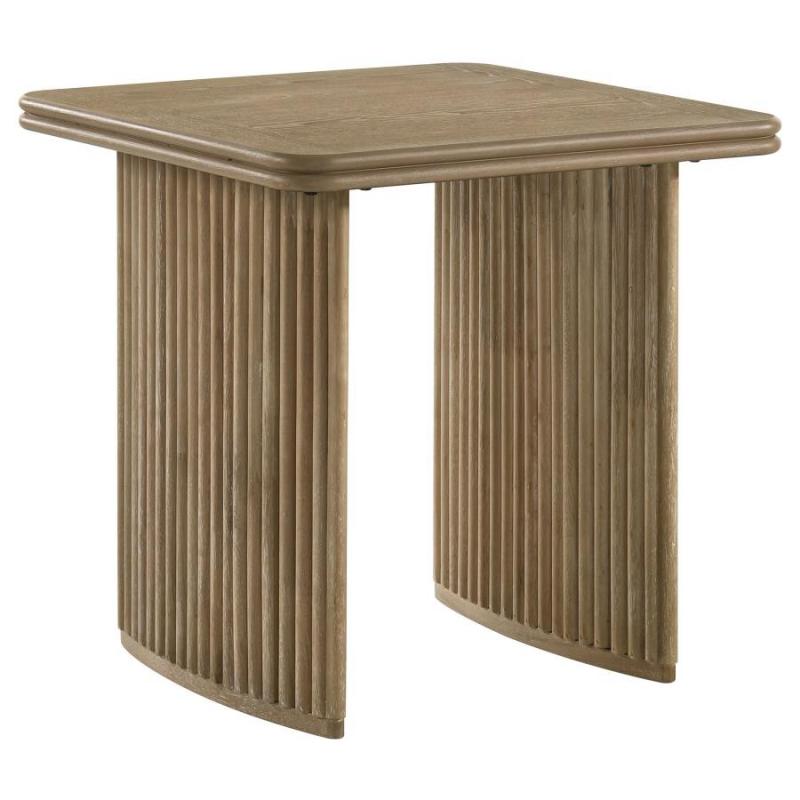 End Table Light Wood Ribbed